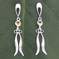 Hanging silver with gemstone Bali earring