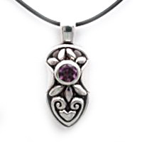 Heart motif silver with gemstone pendant